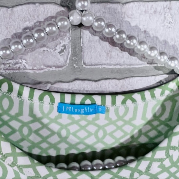 J. McLaughlin Signature Catalina Cloth Green Geo Print Top Size S - Picture 5 of 6